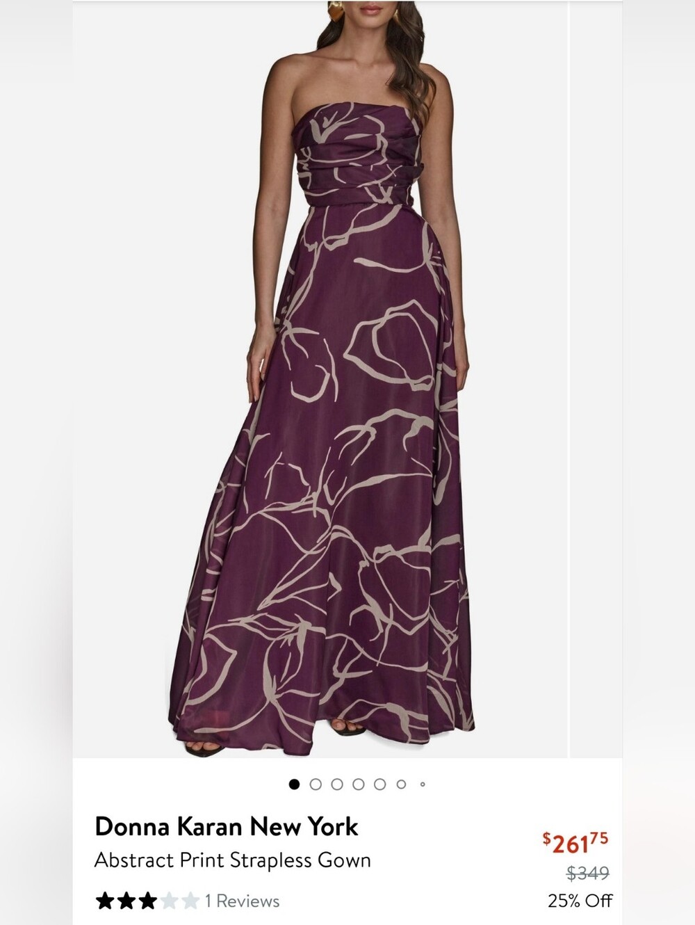 Donna Karan Plum Strapless Maxi Skirt with Cream Abstract Print